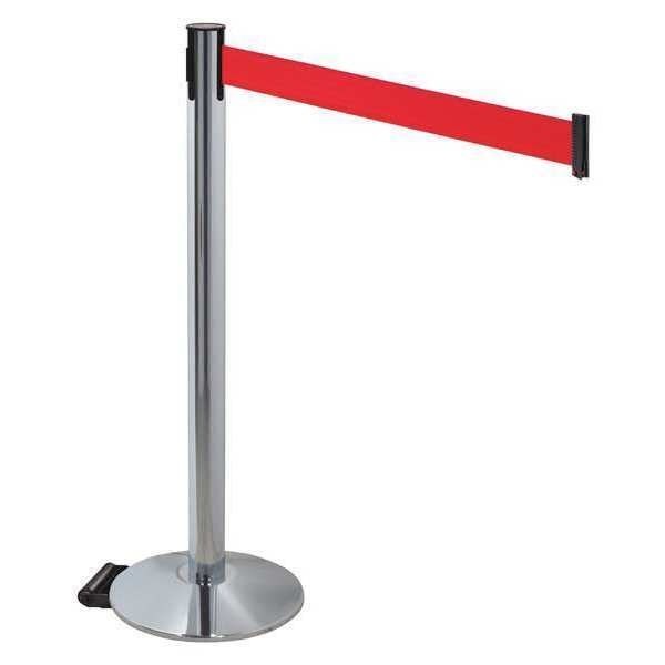 Barrier Post, Gray, Red Belt, w/Wheels