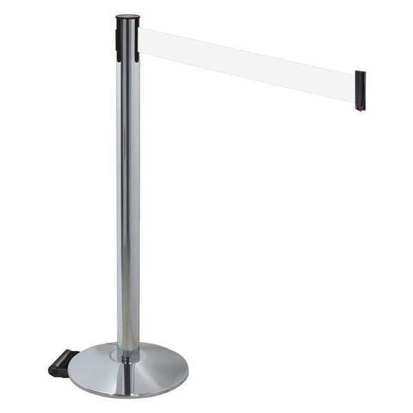 Barrier Post, Gray, White Belt, w/Wheels