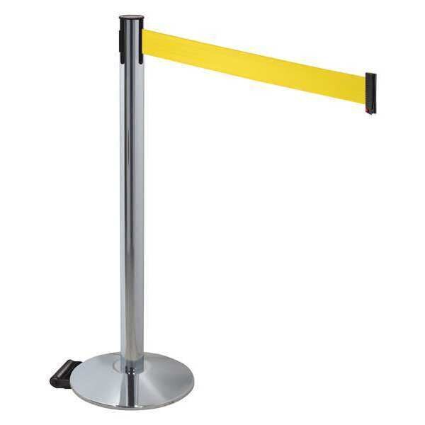 Barrier Post, Gray, Yellow Belt, w/Wheels