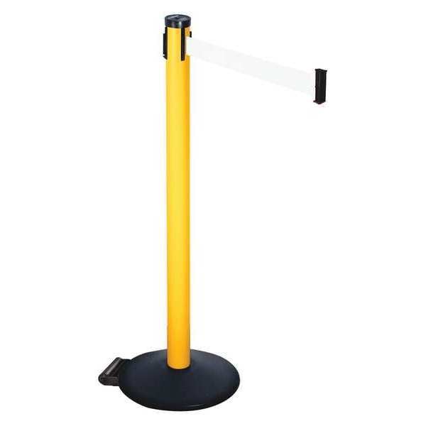 Barrier Post, PVC Post, Black, White Belt