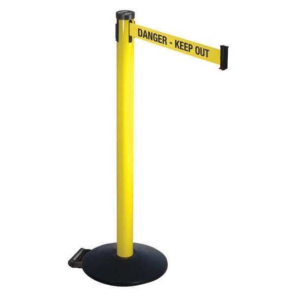 Barrier Post, Ylw/Black Text, 2 in. Belt W