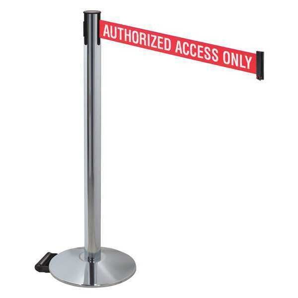 Barrier Post, Gray, Red/White Belt Text
