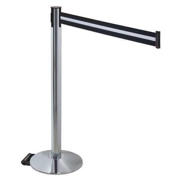 Barrier Post, Black/White Belt, w/Wheels