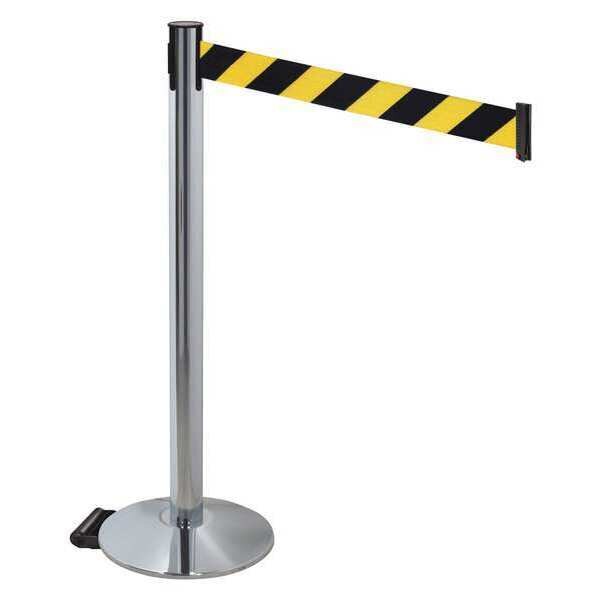 Barrier Post, Gray, Blk/Ylw Belt, w/Wheels