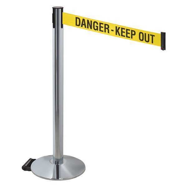 Barrier Post, Gray, w/Wheels, Ylw/Blk Text