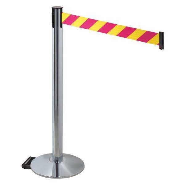 Barrier Post, Gray, Magenta/Yellow Belt