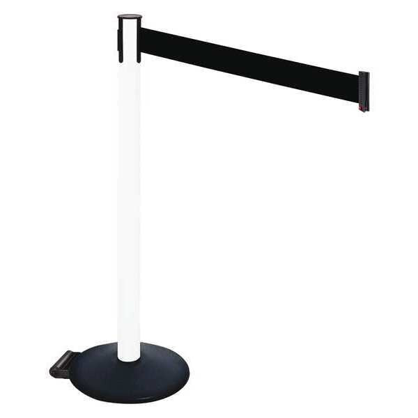 Barrier Post, PVC Post, Blk Belt, w/Wheels