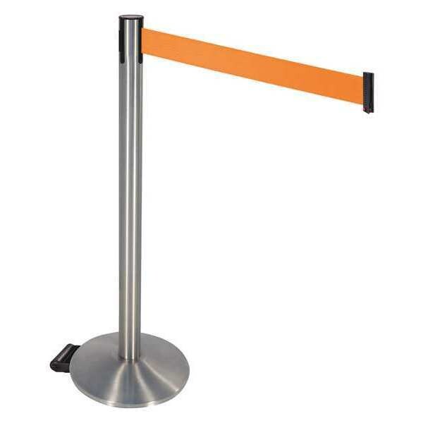 Barrier Post, Orange Belt, w/Wheels, 40in H