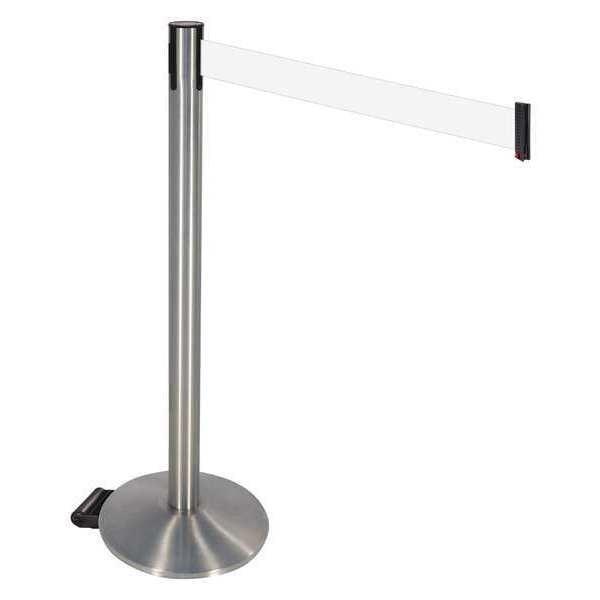 Barrier Post, White Belt, w/Wheels