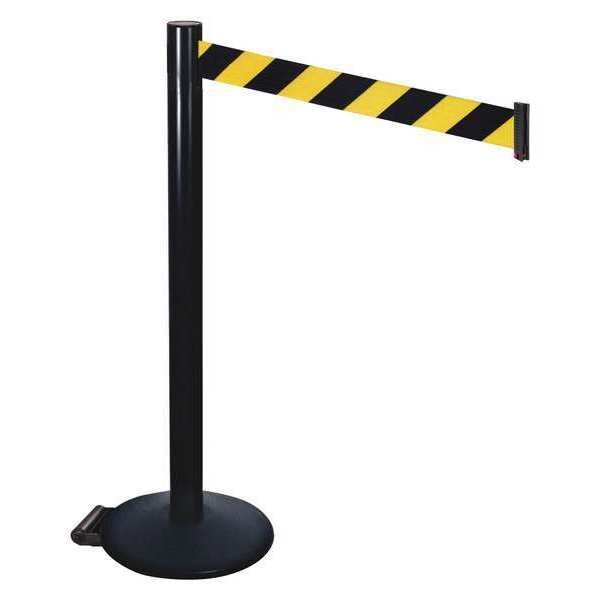 Barrier Post, Black, Blk/Ylw Belt, w/Wheels