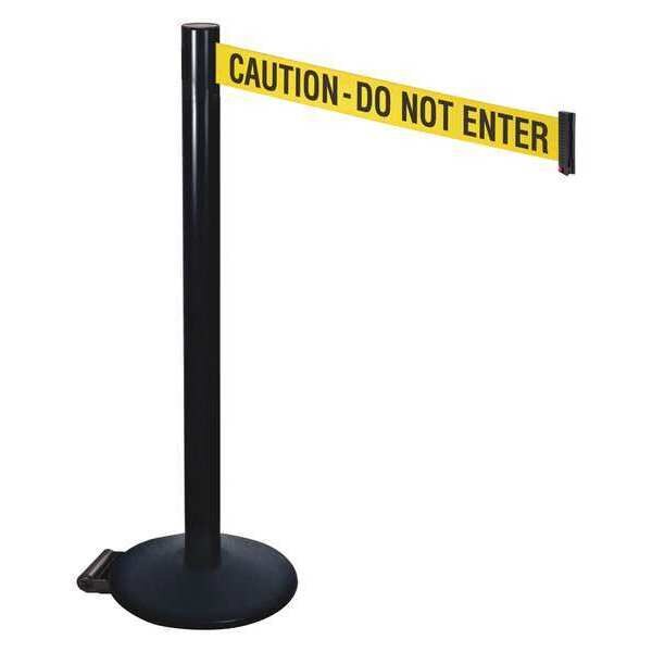 Barrier Post, Black, w/Wheels, Ylw/Blk Text