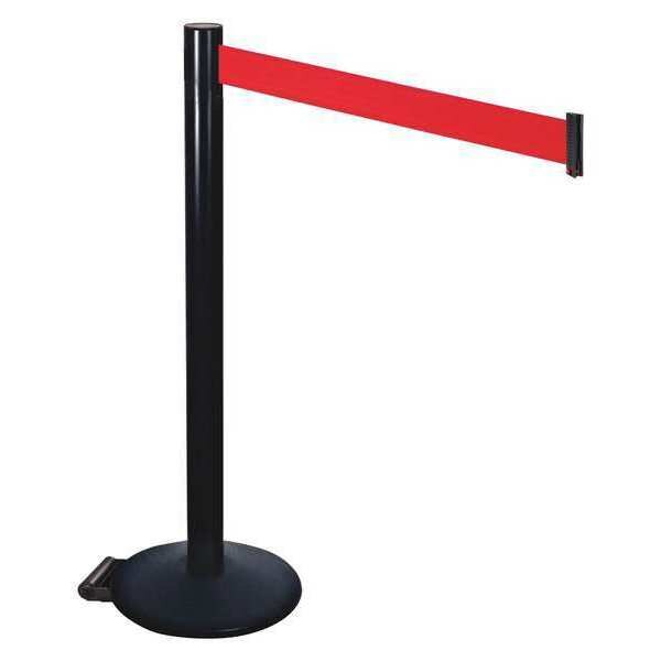 Barrier Post, Black, Red Belt, w/Wheels