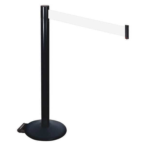 Barrier Post, Black, White Belt, w/Wheels