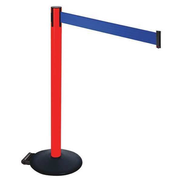 Barrier Post, PVC Post, Blue Belt, w/Wheels