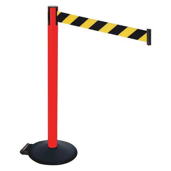 Barrier Post, Black/Yellow Belt, w/Wheels