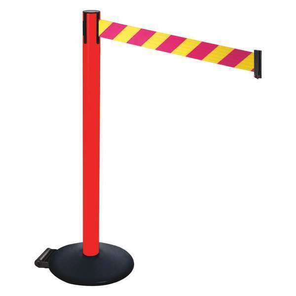 Barrier Post, Magenta/Ylw Belt, w/Wheels