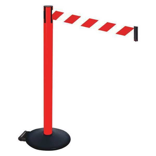 Barrier Post, Red/White Belt, w/Wheels