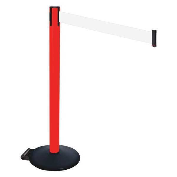 Barrier Post, Black, White Belt, w/Wheels