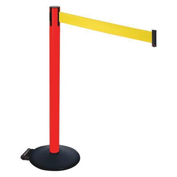 Barrier Post, PVC Post, Ylw Belt, w/Wheels