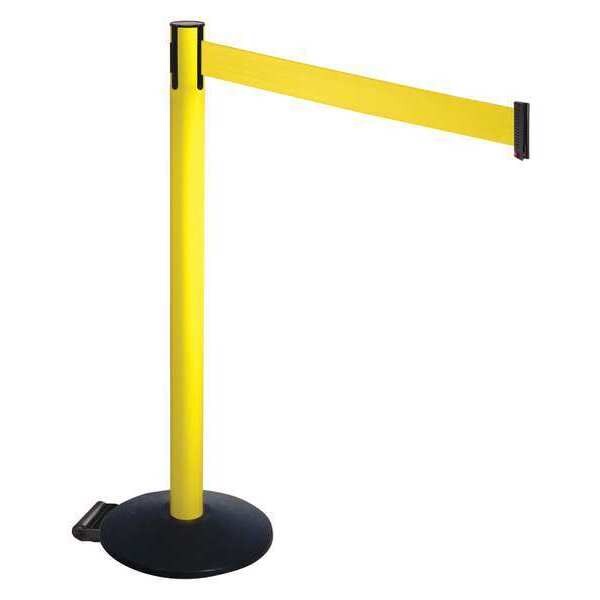 Barrier Post, Black, Yellow Belt, w/Wheels