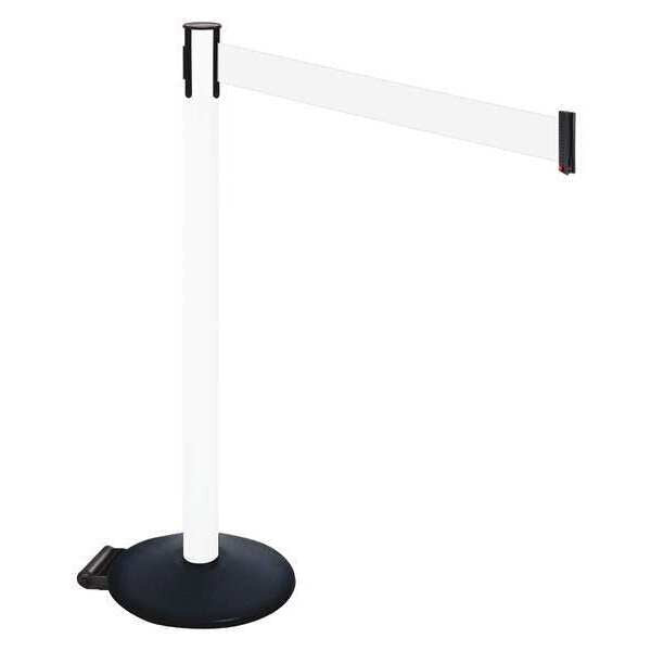 Barrier Post, PVC Post, Black, White Belt
