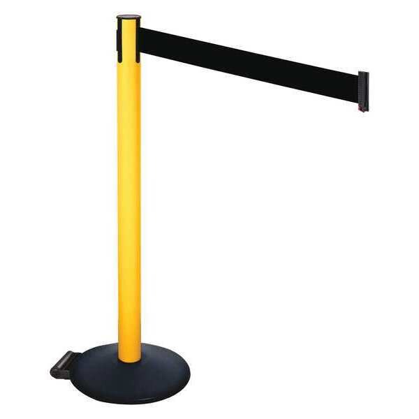Barrier Post, PVC Post, Blk Belt, w/Wheels
