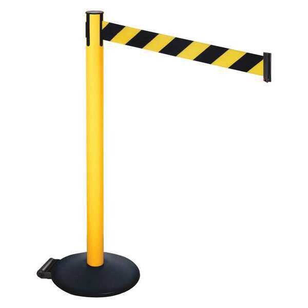 Barrier Post, Black/Yellow Belt, w/Wheels