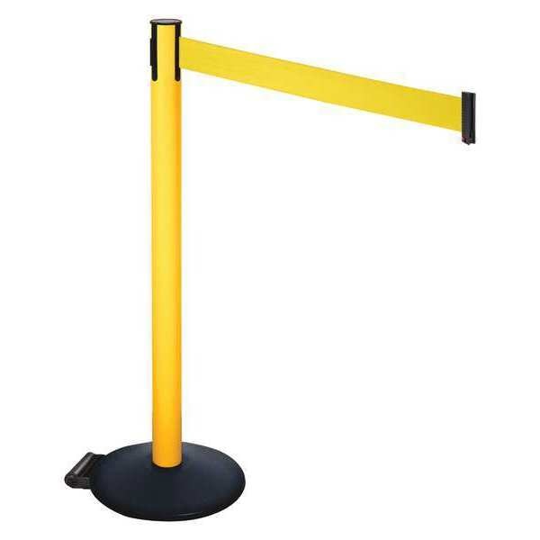 Barrier Post, PVC Post, Ylw Belt, w/Wheels