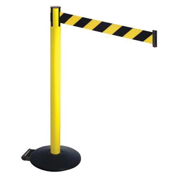 Barrier Post, Black, Blk/Ylw Belt, w/Wheels