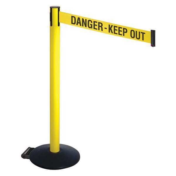 Barrier Post, Black, w/Wheels, Ylw/Blk Text