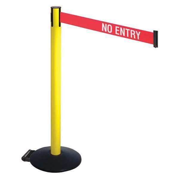 Barrier Post, Blk, w/Wheels, 40inH, No Entry