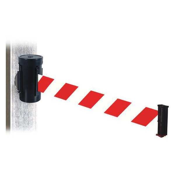 Belt Barrier, Blk, Red/White Belt, 10 ft. L