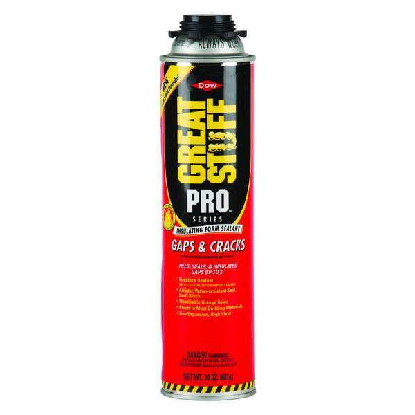 Insulation Spray Foam Sealant, 24 oz, Aerosol Can, Orange, 1 Component