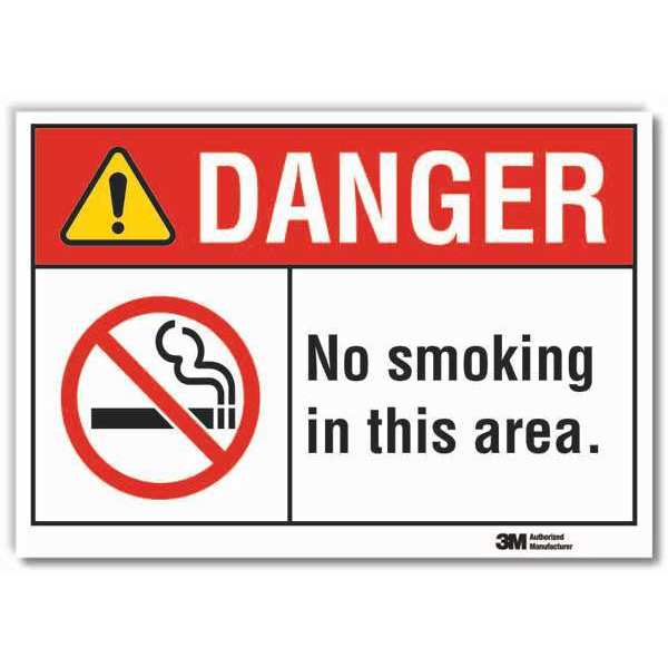 No Smoking Sign, 5 in Height, 7 in Width, Reflective Sheeting, Horizontal Rectangle, English