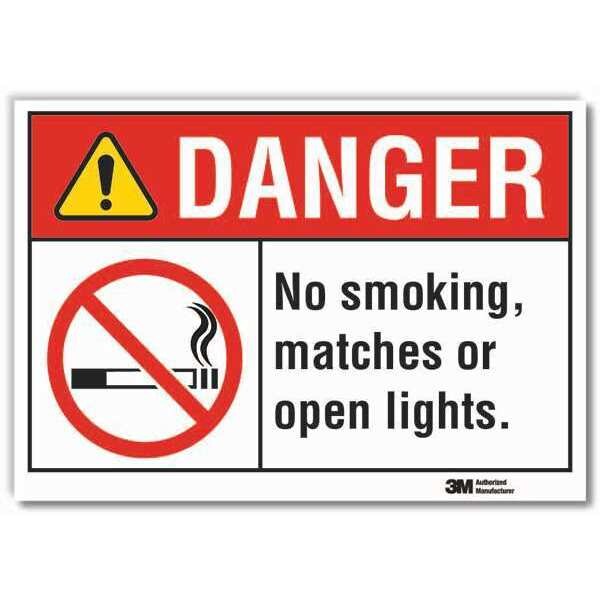 No Smoking Sign, 5 in Height, 7 in Width, Reflective Sheeting, Horizontal Rectangle, English