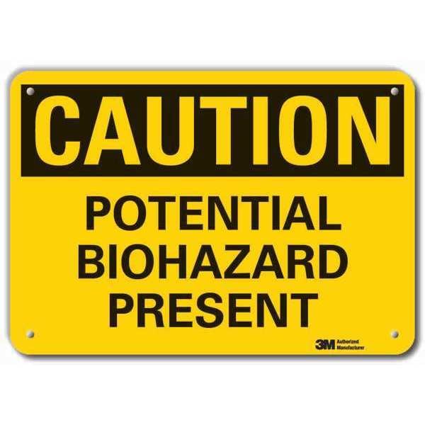 Biohazard Sign, 10 in H, 14 in W, Horizontal Rectangle, English, LCU3-0311-RA_14x10