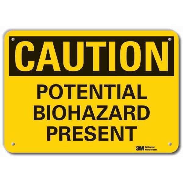 Biohazard Sign, 7 in H, 10 in W, Vertical Rectangle, English, LCU3-0311-RA_10x7