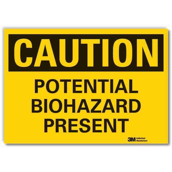 Biohazard Caution Reflective Label, 7 in Height, 10 in Width, Reflective Sheeting, English