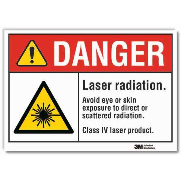 Laser Sign, 3 1/2 in H, 5 in W, Reflective Sheeting, Horizontal Rectangle, LCU4-0053-RD_5x3.5