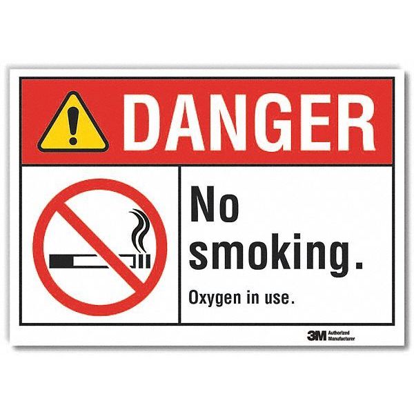 No Smoking Sign, 10 in Height, 14 in Width, Reflective Sheeting, Horizontal Rectangle, English