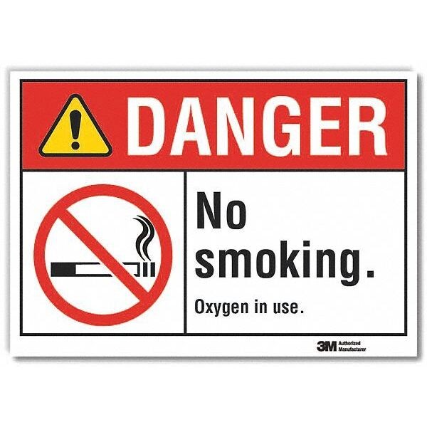 No Smoking Sign, 3 1/2 in Height, 5 in Width, Reflective Sheeting, Horizontal Rectangle, English