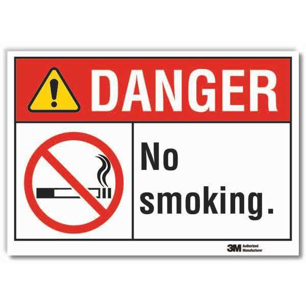 No Smoking Sign, 10 in Height, 14 in Width, Reflective Sheeting, Horizontal Rectangle, English