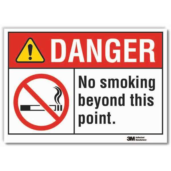 No Smoking Sign, 5 in Height, 7 in Width, Reflective Sheeting, Horizontal Rectangle, English
