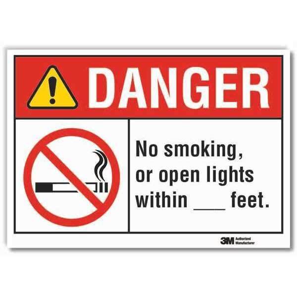No Smoking Danger Reflective Label, 3 1/2 in H, 5 in W, Reflective Sheeting, LCU4-0132-RD_5x3.5