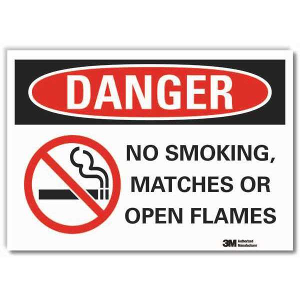 No Smoking Sign, 3 1/2 in Height, 5 in Width, Reflective Sheeting, Horizontal Rectangle, English