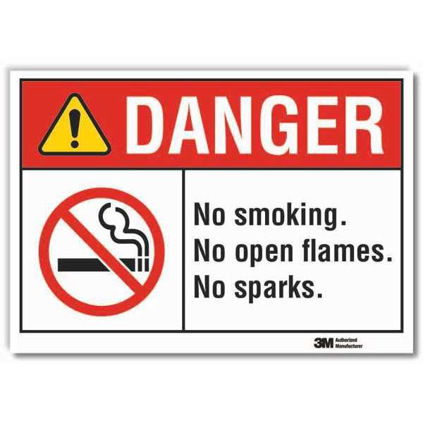 No Smoking Sign, 5 in Height, 7 in Width, Reflective Sheeting, Horizontal Rectangle, English