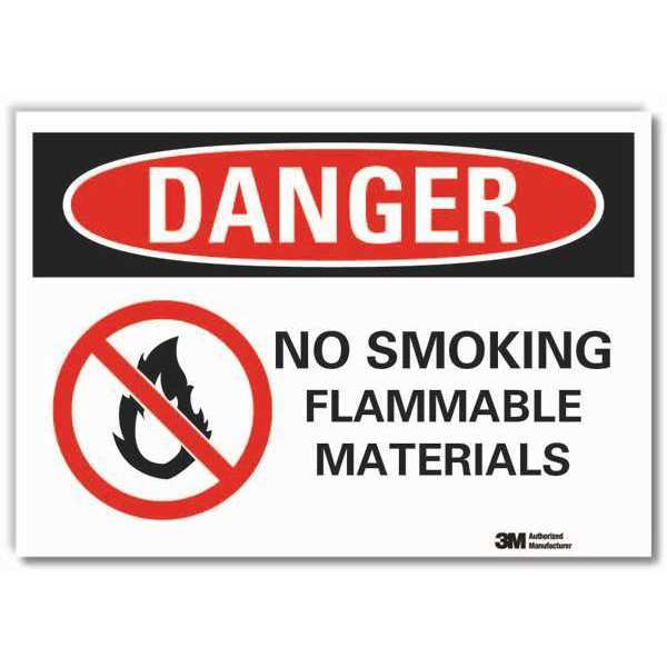 No Smoking Sign, 3 1/2 in Height, 5 in Width, Reflective Sheeting, Horizontal Rectangle, English