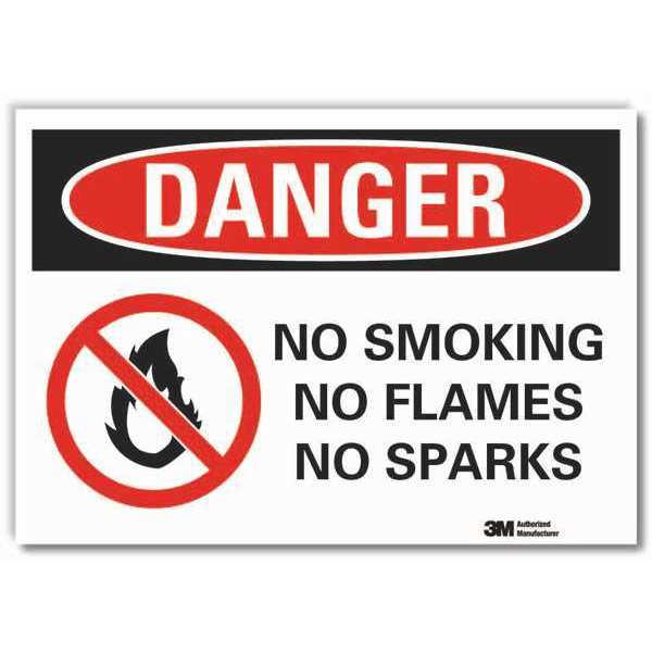 No Smoking Sign, 3 1/2 in Height, 5 in Width, Reflective Sheeting, Horizontal Rectangle, English
