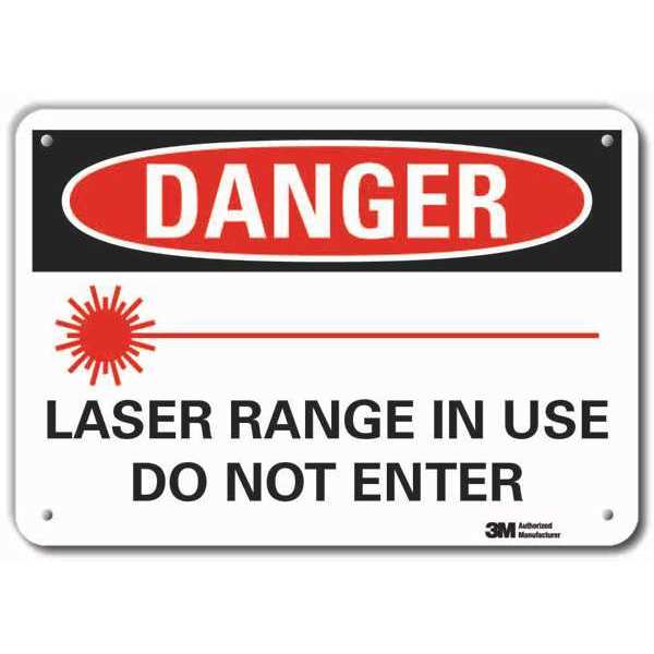 Laser Sign, 7 in H, 10 in W, Aluminum, Vertical Rectangle, LCU4-0251-RA_10x7
