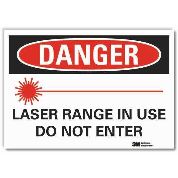 Laser Sign, 5 in H, 7 in W, Reflective Sheeting, Horizontal Rectangle, LCU4-0251-RD_7x5